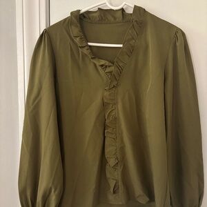 Green Ruffle Blouse